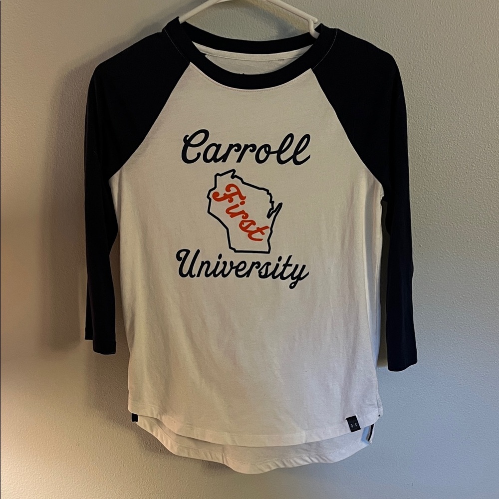 Carroll University Under Armour Navy and White Raglan Tee